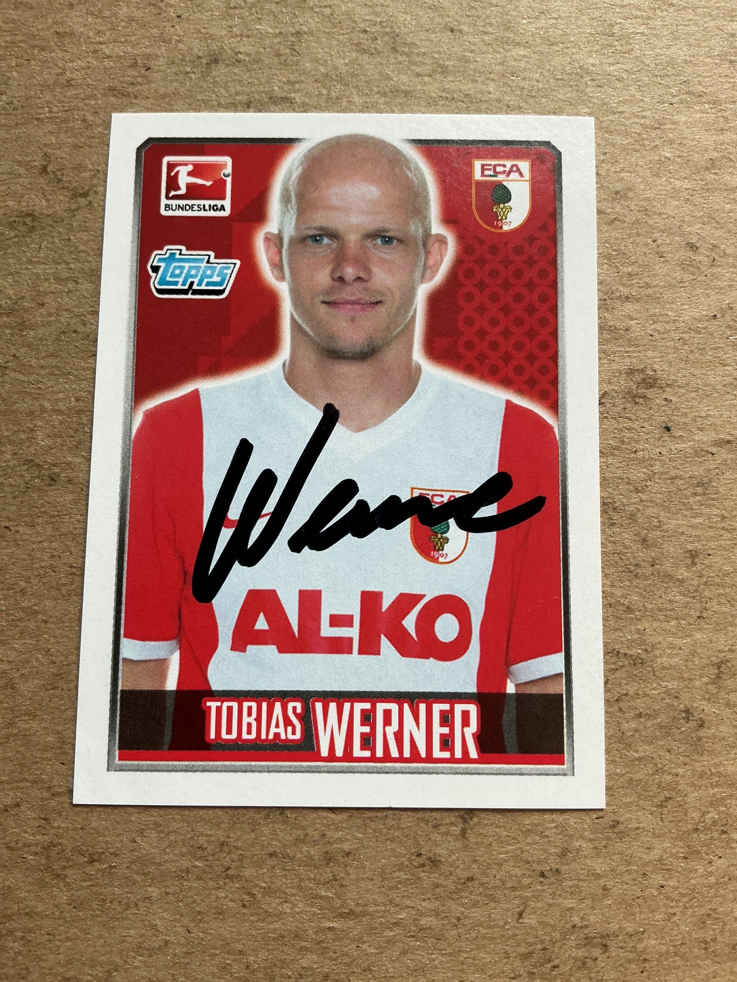 Tobias Werner, Germany 🇩🇪 FC Augsburg 2014/15 Topps hand signed