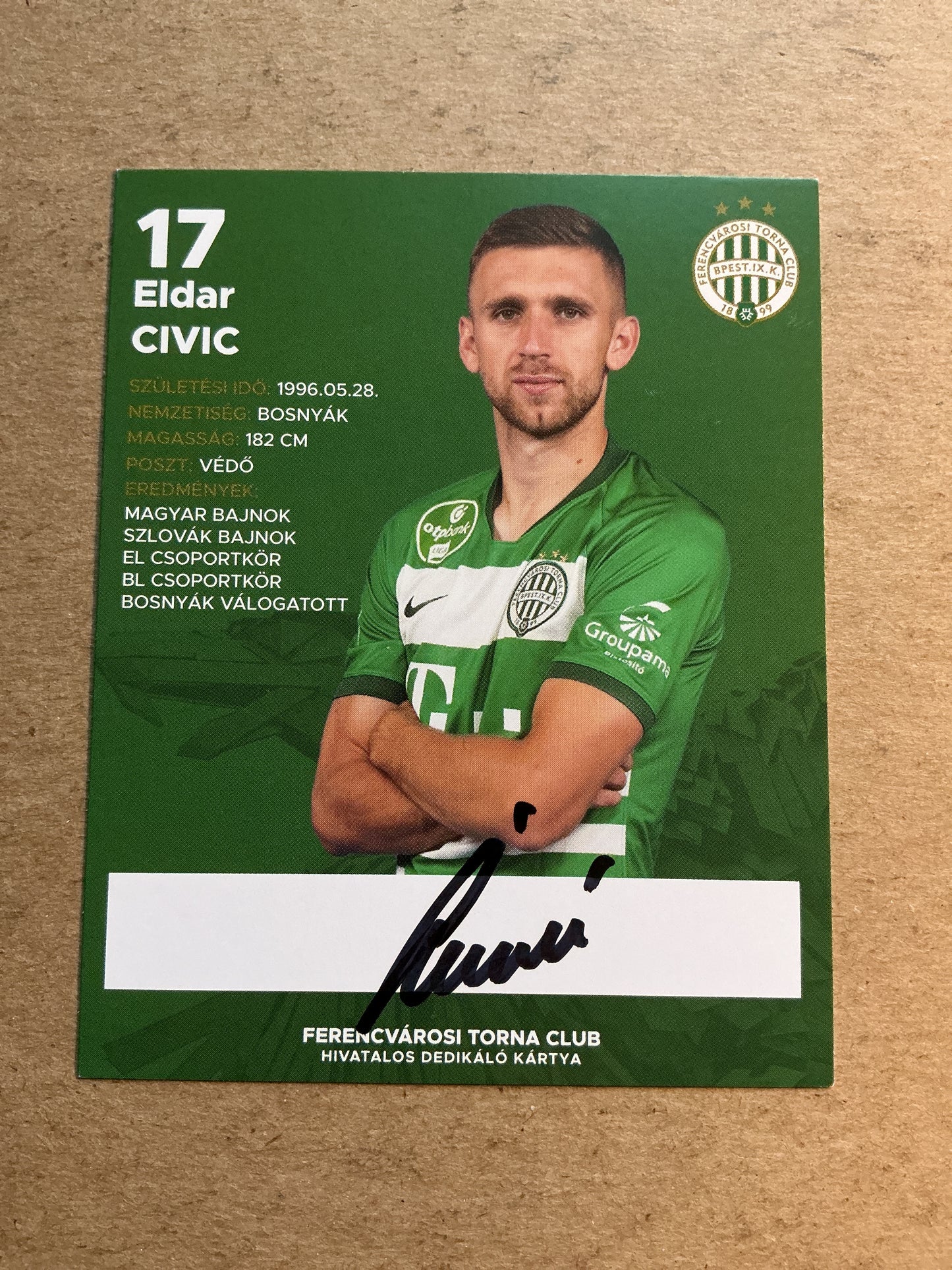 Eldar Ćivić, Bosnia 🇧🇦 Ferencvaros TC 2021/22 hand signed