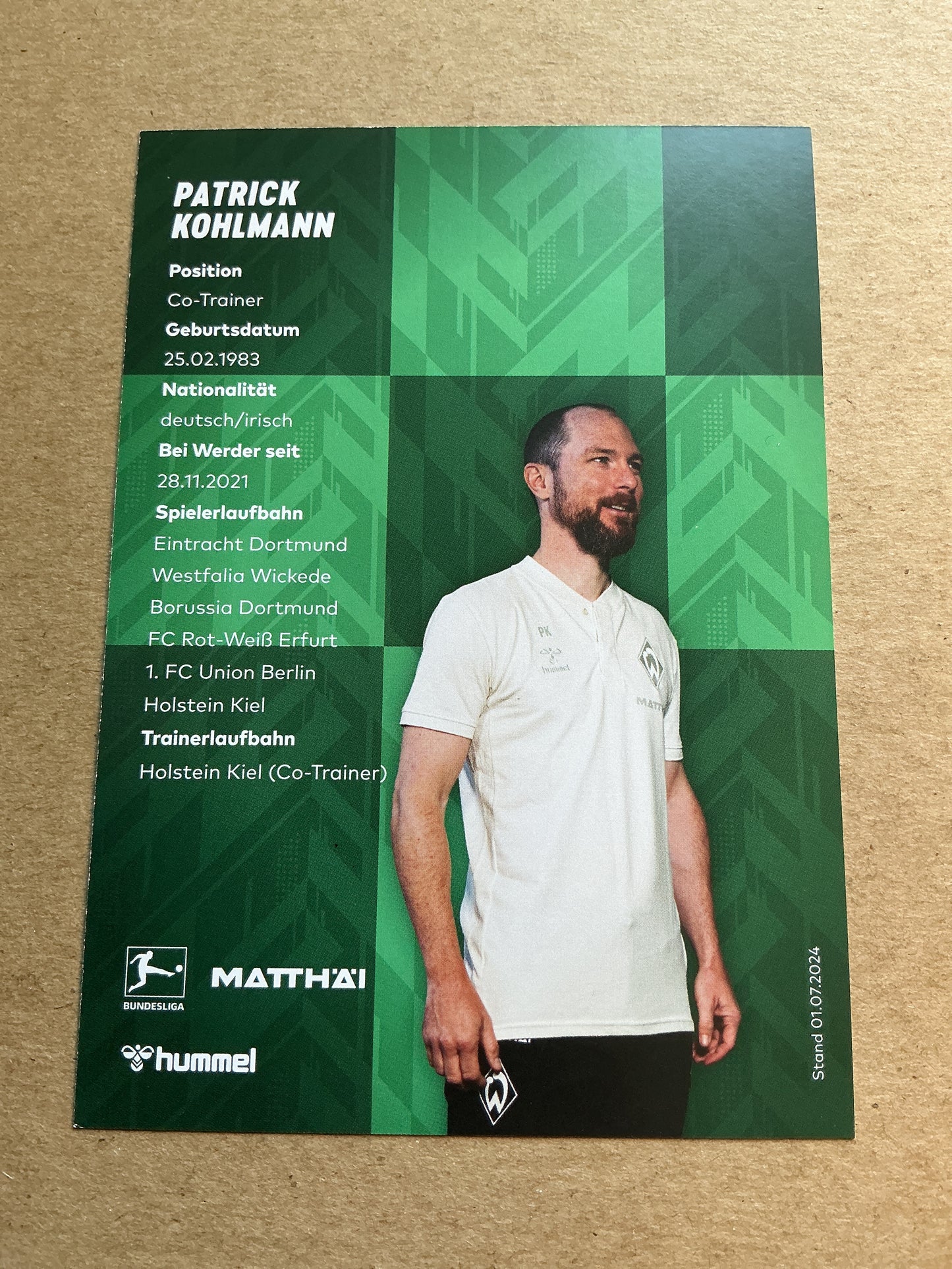 Patrick Kohlmann, Germany 🇩🇪 SV Werder Bremen 2024/25 hand signed