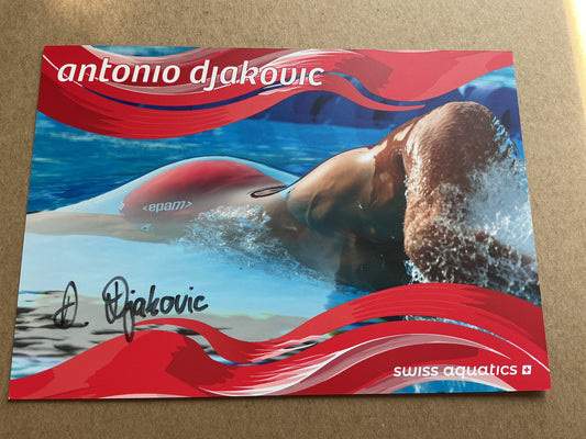 Antonio Djakovic, Switzerland 🇨🇭 Swimming Summer Olympics 2024 hand signed