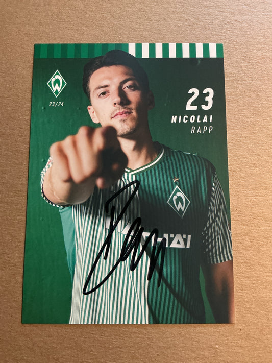 Nicolai Rapp, Germany 🇩🇪 SV Werder Bremen 2023/24 hand signed