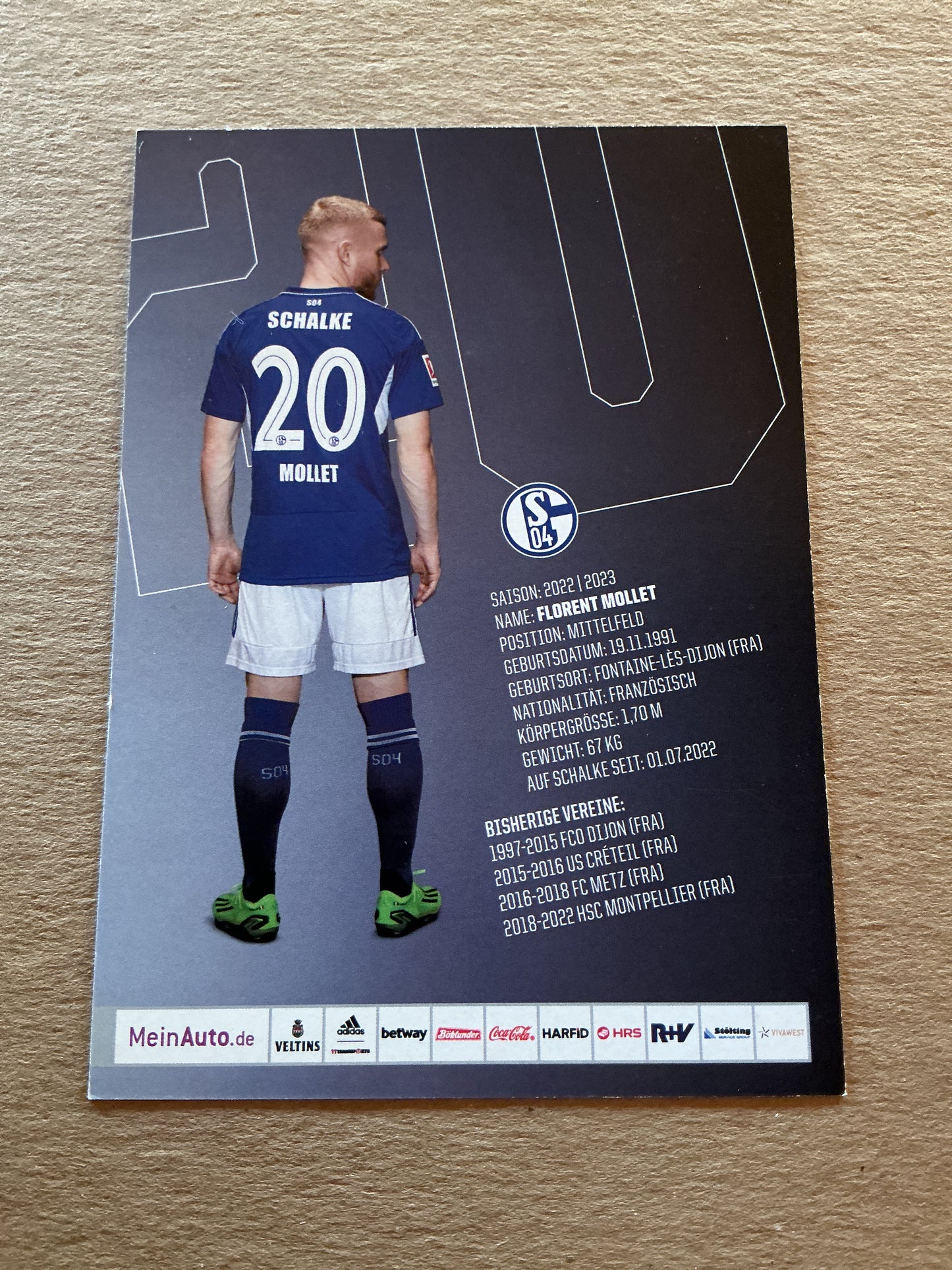 Florent Mollet, France 🇫🇷 FC Schalke 04 2022/23 hand signed