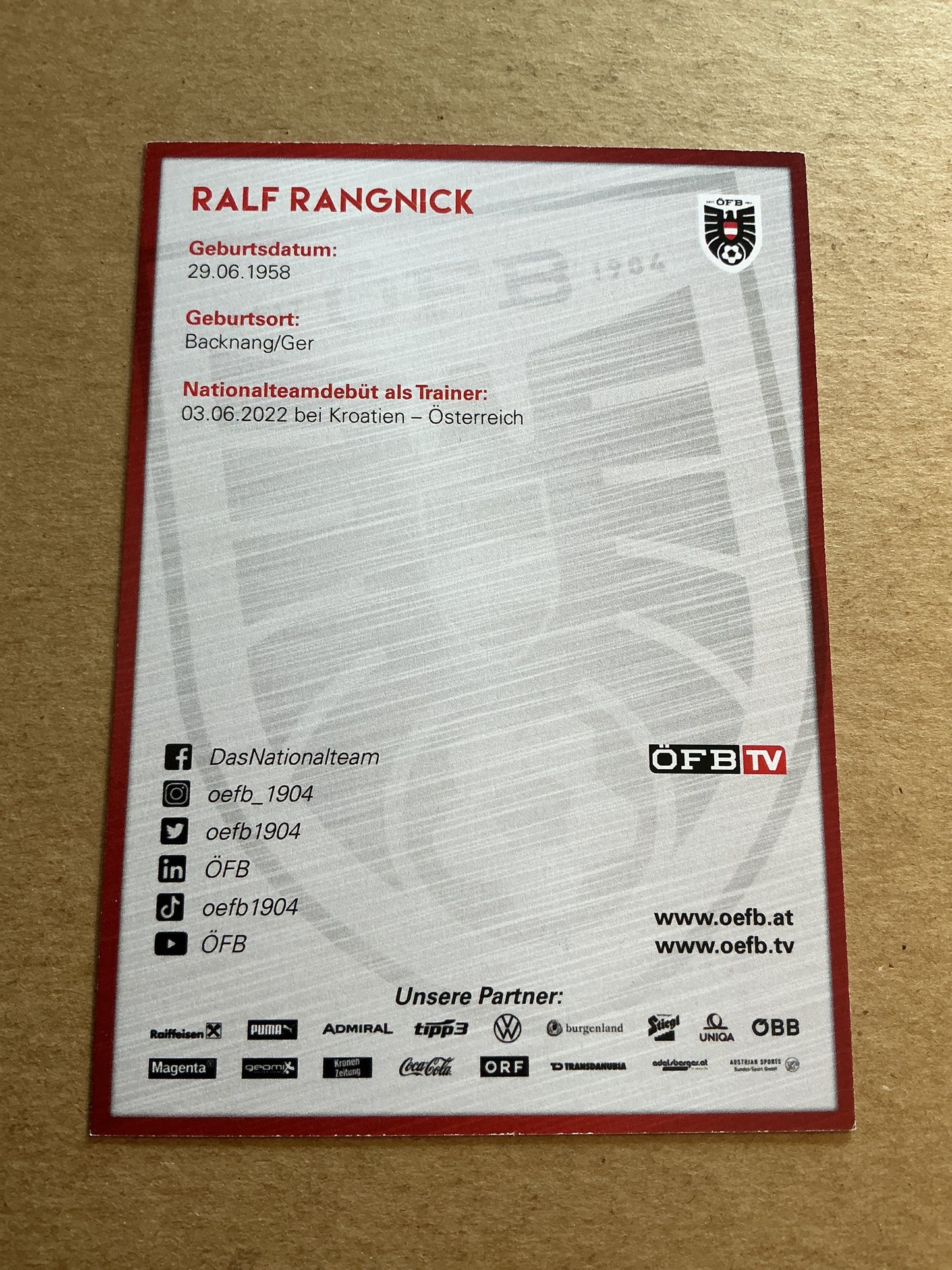 Ralf Rangnick, Germany 🇩🇪 Austria 2023 hand signed