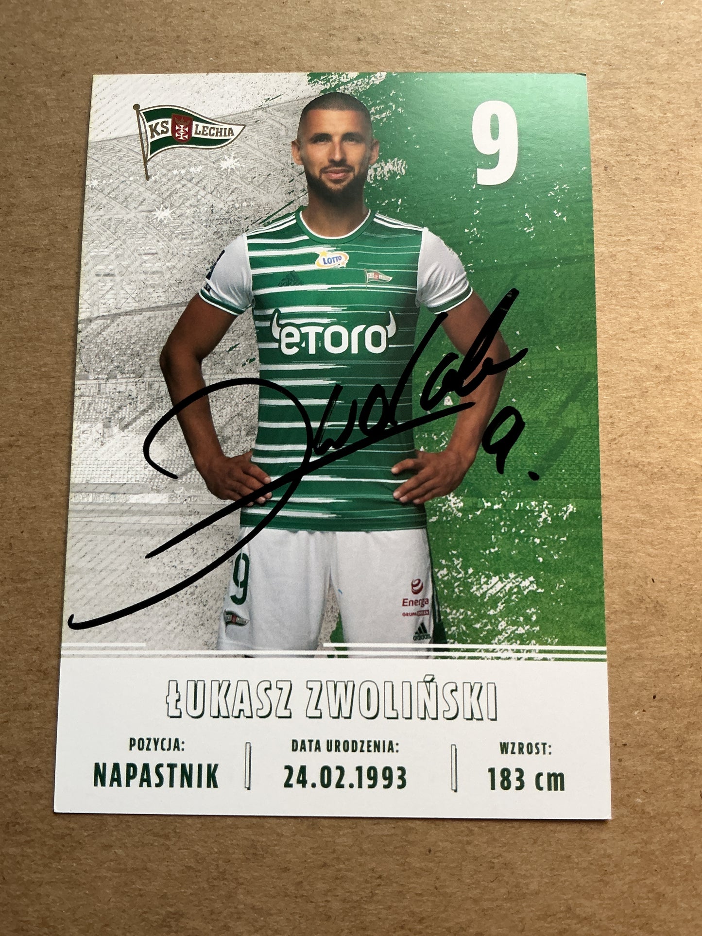 Łukasz Zwoliński, Poland 🇵🇱 Lechia Gdansk 2022/23 hand signed
