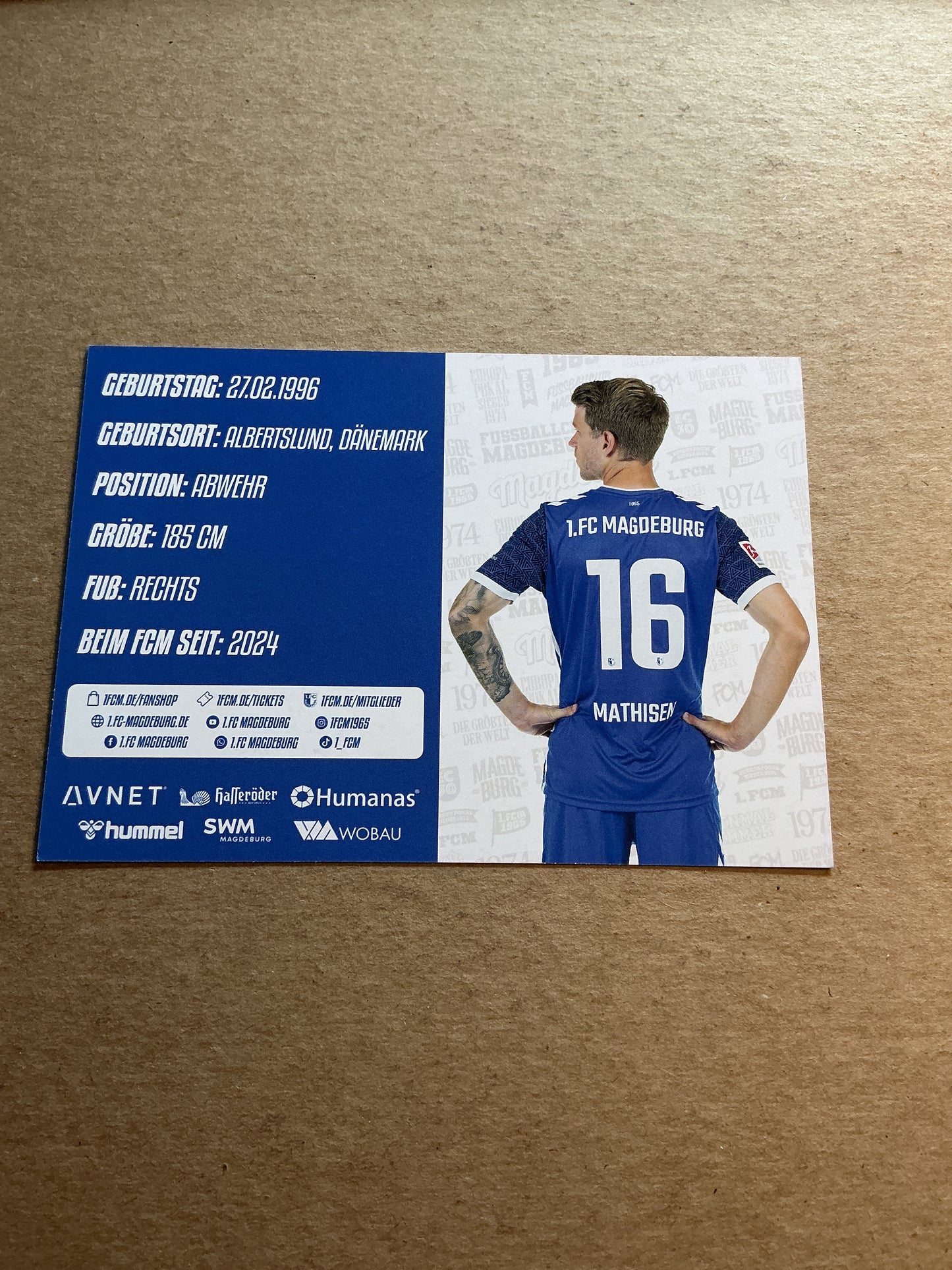 Marcus Mathisen, Denmark 🇩🇰 1.FC Magdeburg 2024/25 hand signed
