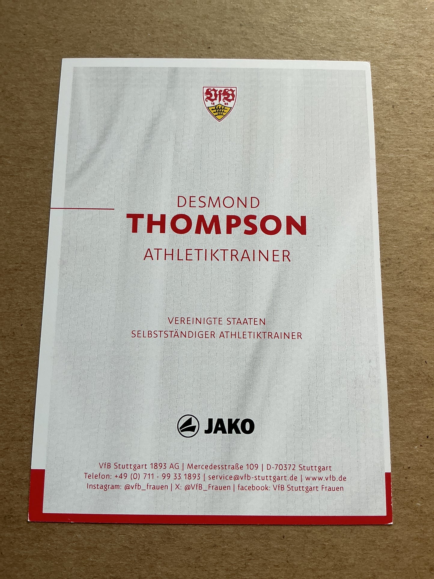 Desmond Thompson, USA 🇺🇸 VfB Stuttgart 2024/25 hand signed