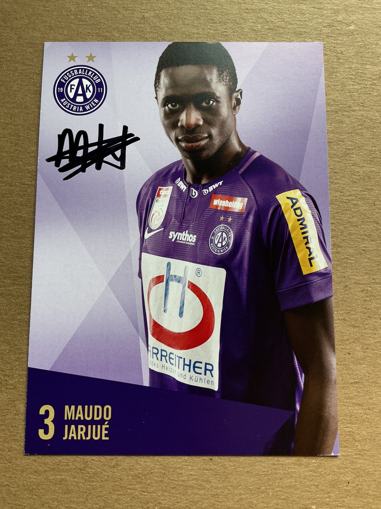 Maudo Jarjué, Guinea-Bissau 🇬🇼 Austria Wien 2019/20 hand signed