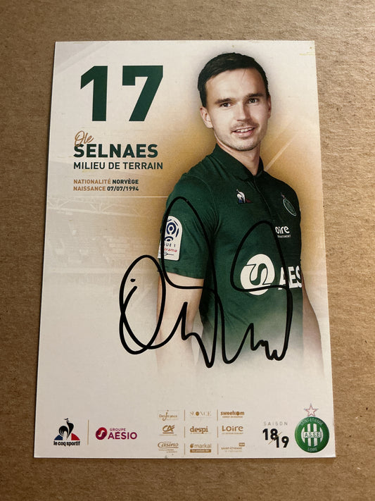 Ole Selnæs, Norway 🇳🇴 AS Saint-Etienne 2018/19 hand signed