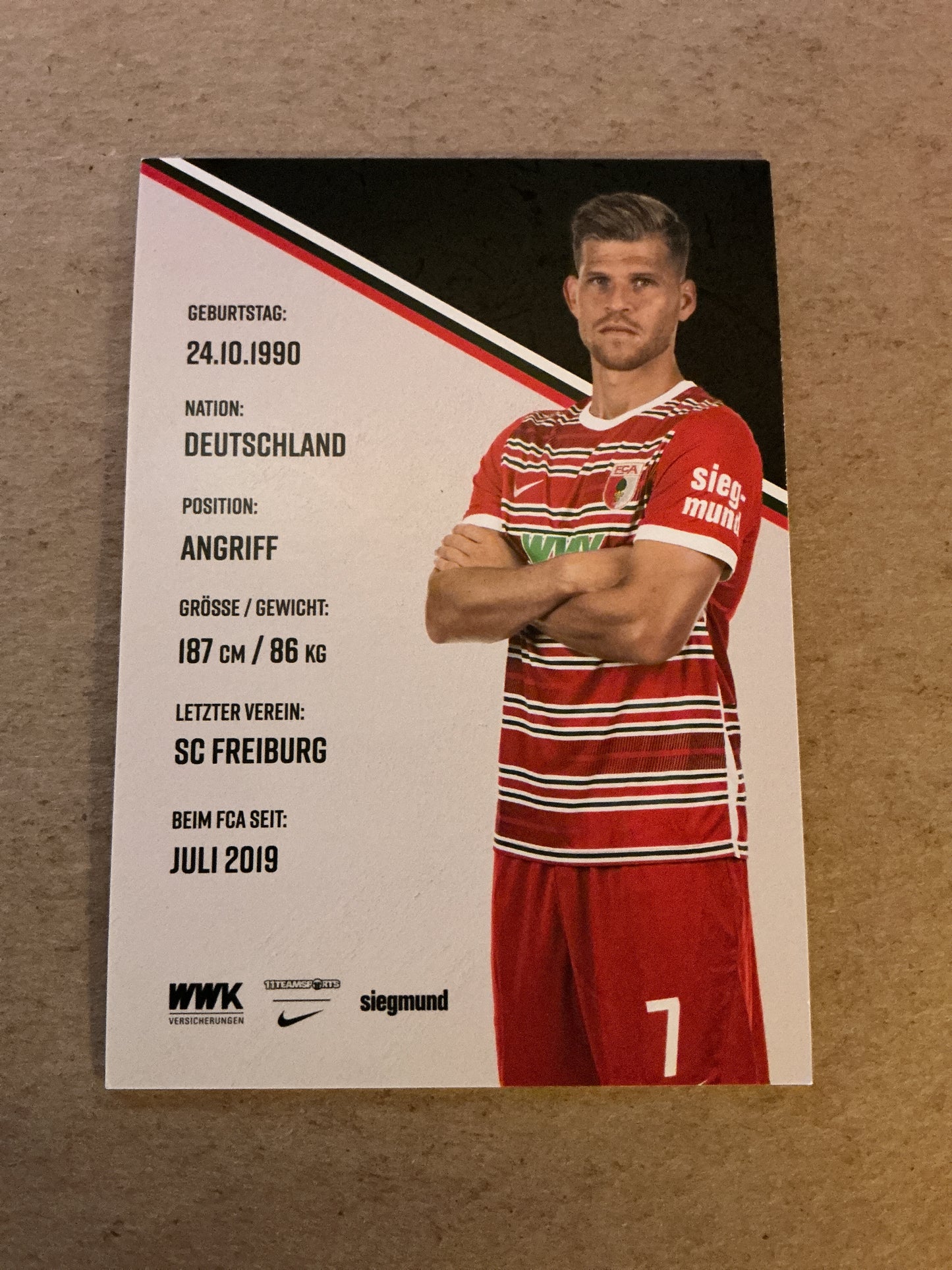 Florian Niederlechner, Germany 🇩🇪 FC Augsburg 2022/23 hand signed