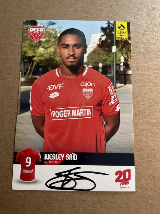 Wesley Said, France 🇫🇷 Dijon FCO 2018/19 hand signed