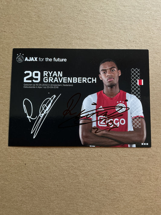 Ryan Gravenberch, Netherlands 🇳🇱 Ajax Amsterdam 2019/20 hand signed