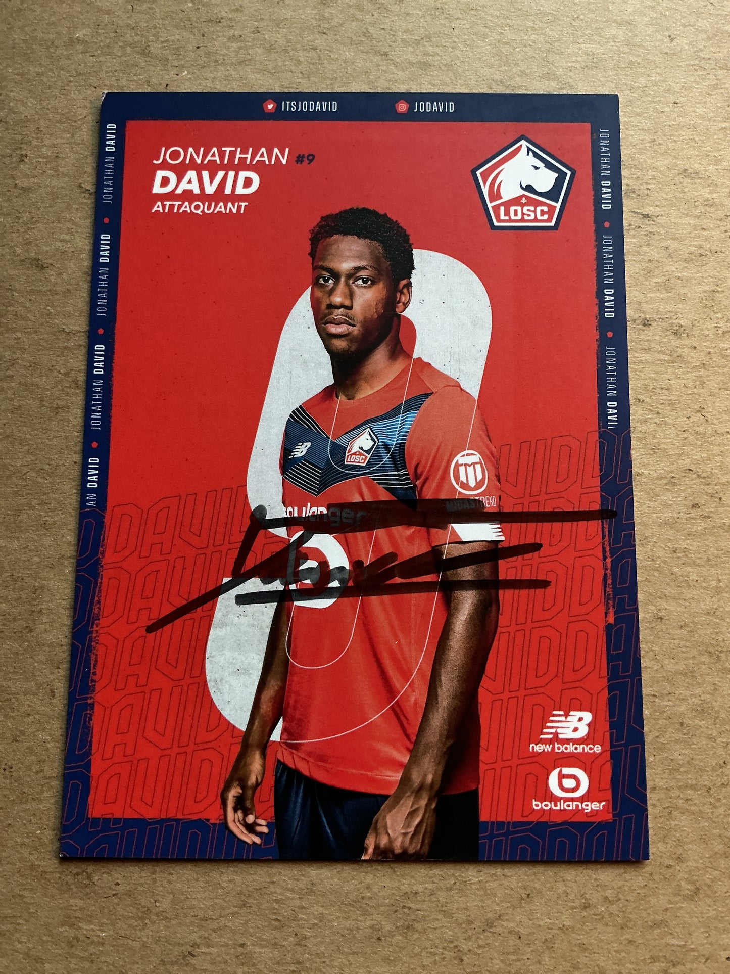 Jonathan David, Canada 🇨🇦 Lille OSC 2020/21 hand signed