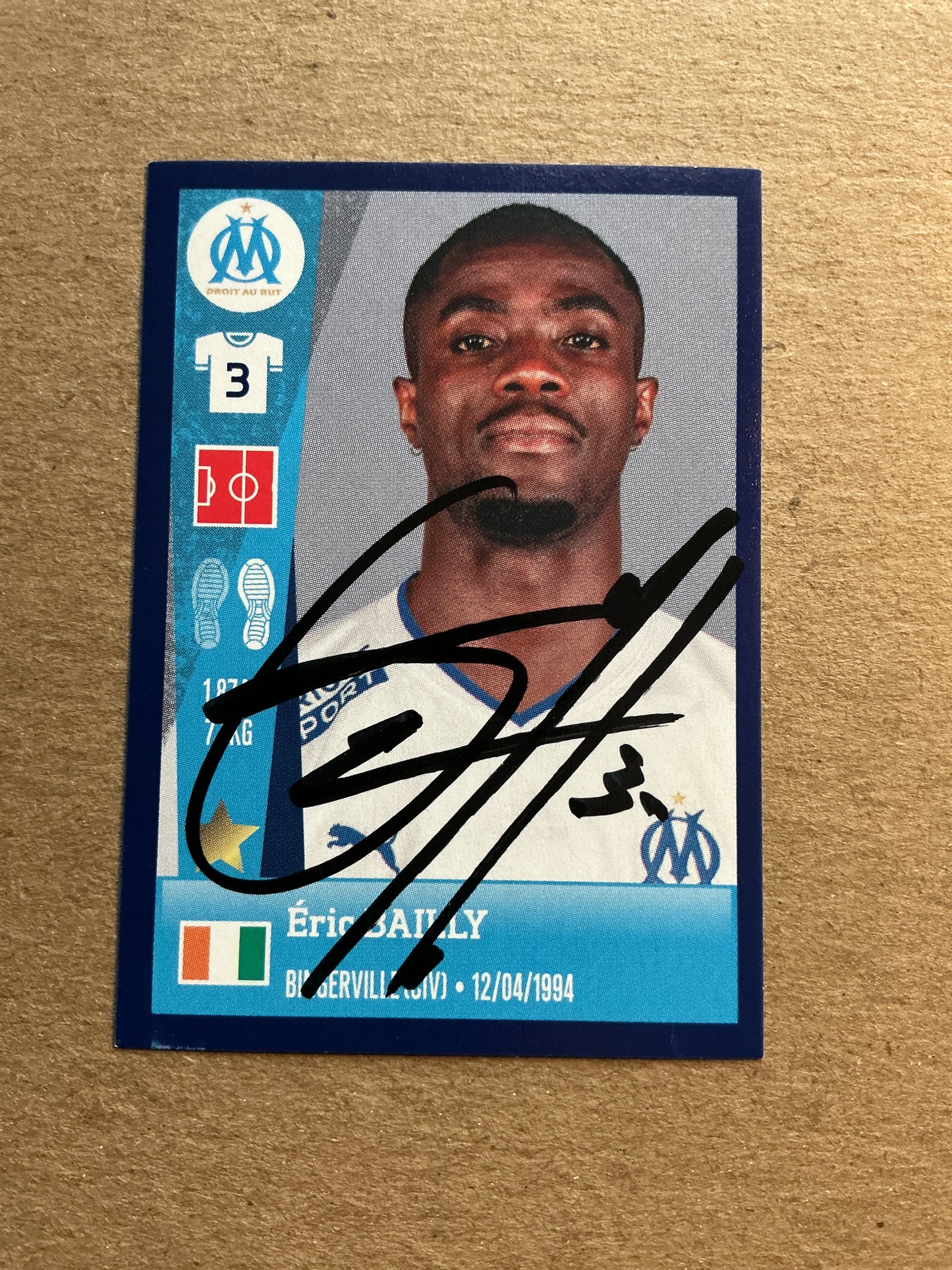 Éric Bailly, Ivory Coast 🇨🇮 Olympique Marseille 2023 Panini hand signed
