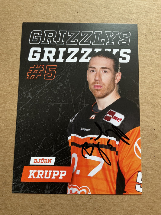 Björn Krupp, Germany 🇩🇪 Grizzlys Wolfsburg 2024/25 hand signed