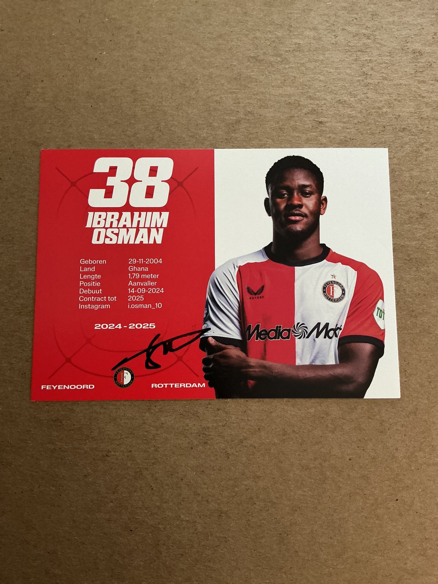 Ibrahim Osman, Ghana 🇬🇭 Feyenoord Rotterdam 2024/25 hand signed