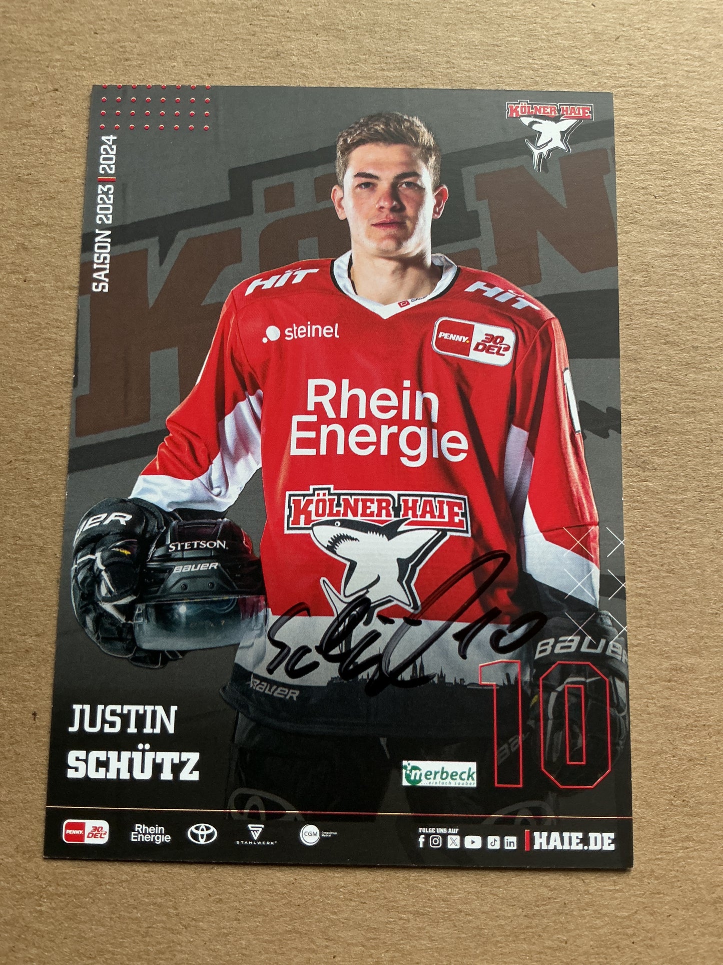 Justin Schütz, Germany 🇩🇪 Kölner Haie 2023/24 hand signed