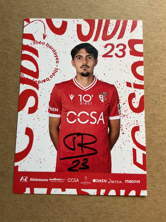 Théo Bardayes, Switzerland 🇨🇭 FC Sion 2023/24 hand signed