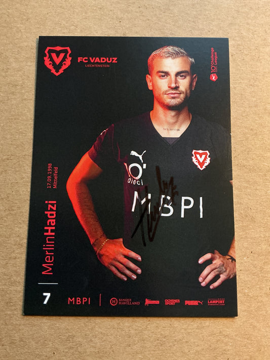 Merlin Hadzi, Switzerland 🇨🇭 FC Vaduz 2022/23 hand signed