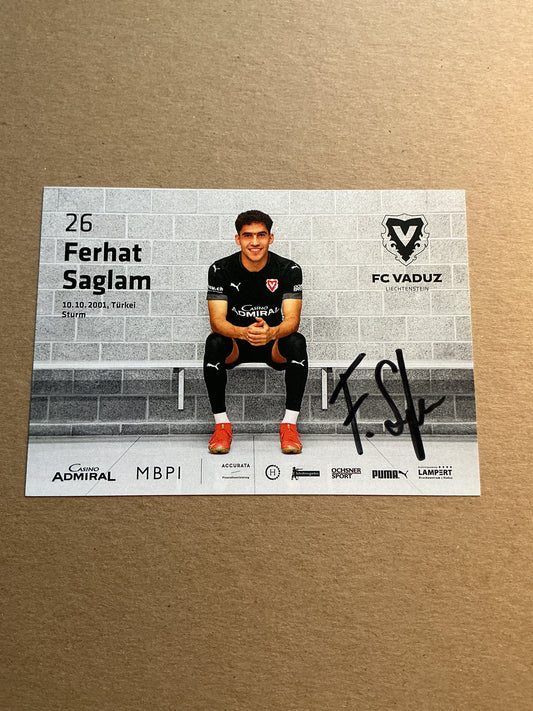 Ferhat Saglam, Türkiye 🇹🇷 FC Vaduz 2021/22 hand signed