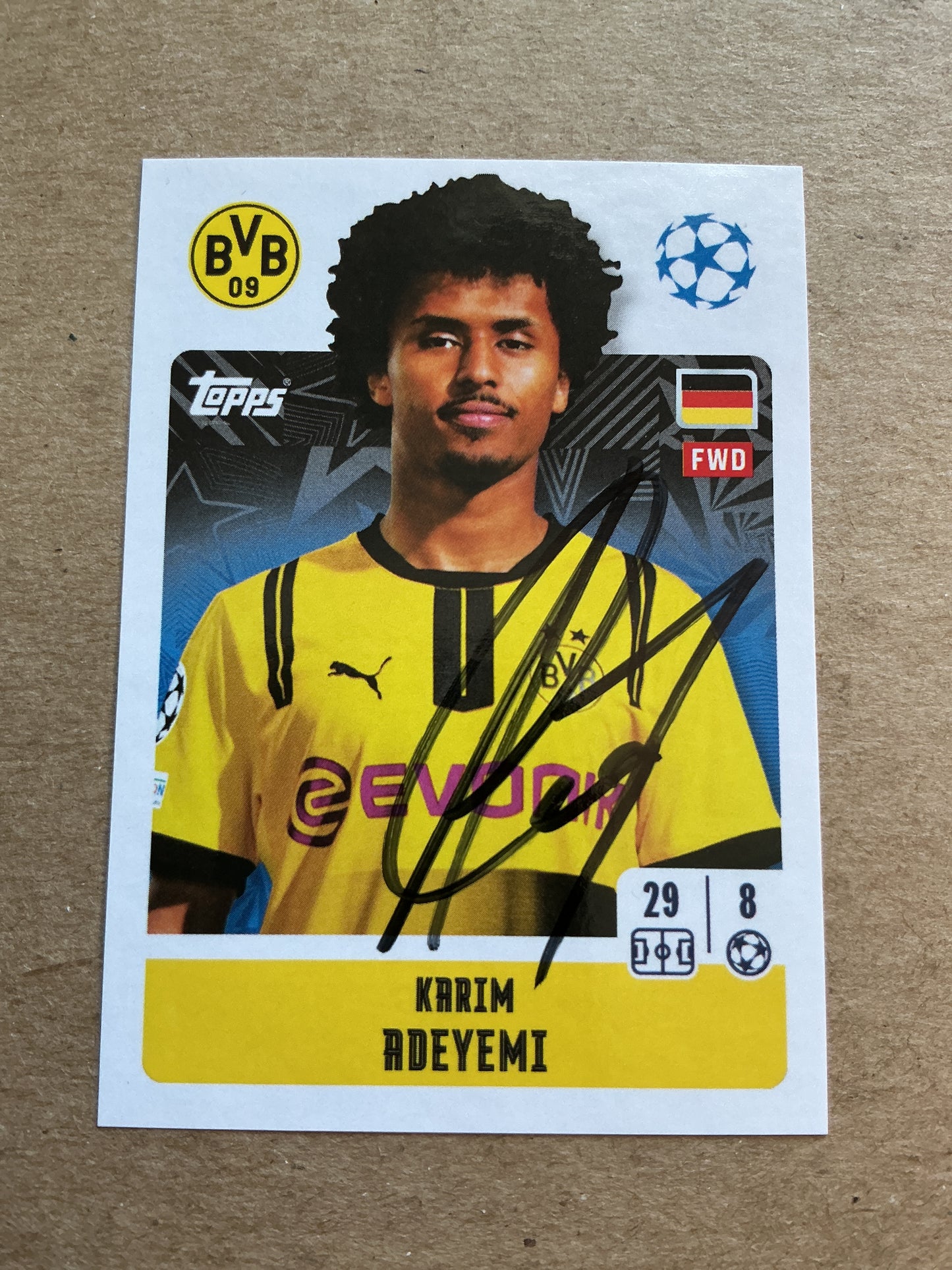 Karim Adeyemi, Germany 🇩🇪 Borussia Dortmund 2024/25 Topps hand signed