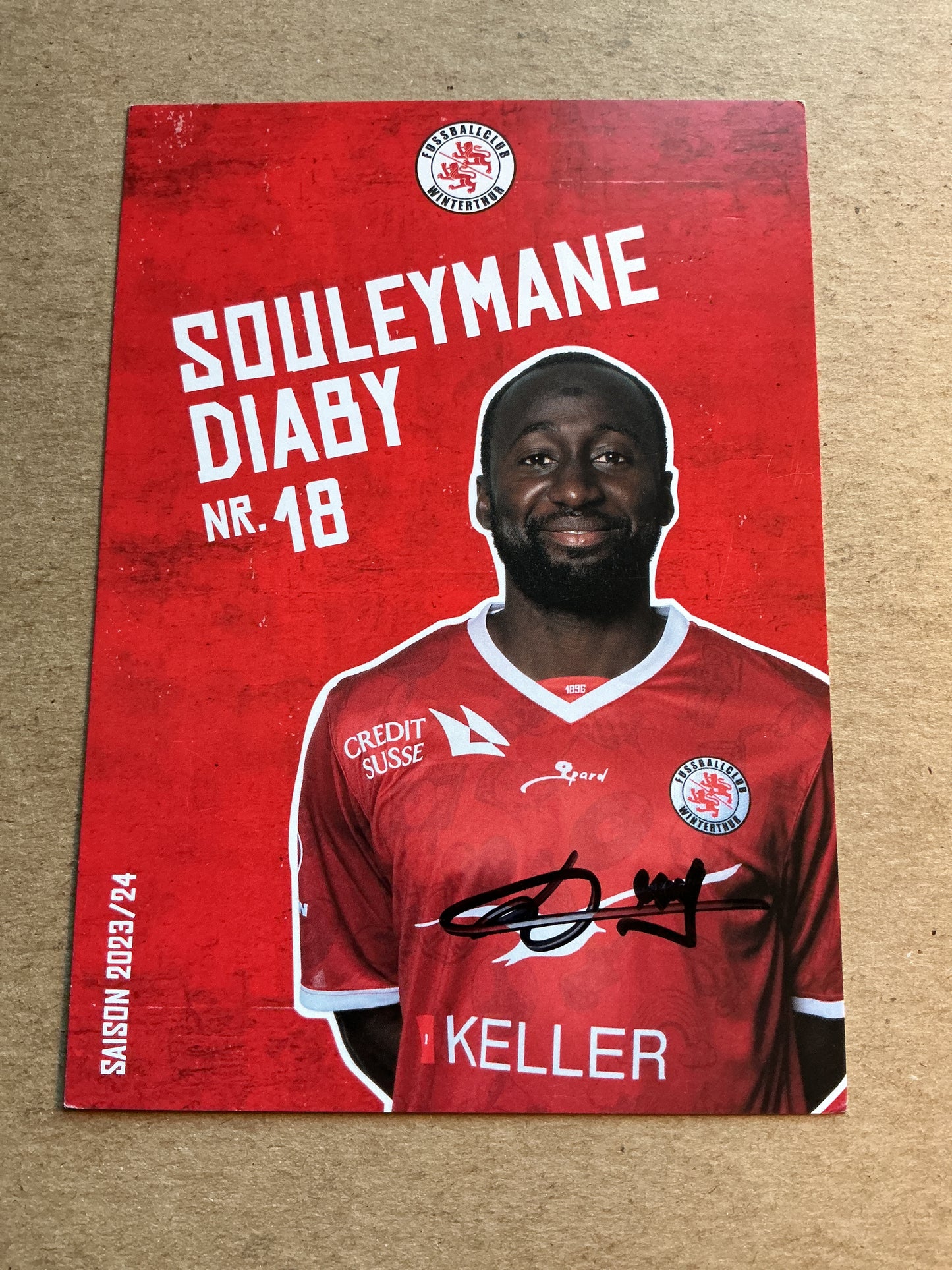 Souleymane Diaby, Ivory Coast 🇨🇮 FC Winterthur 2023/24 hand signed