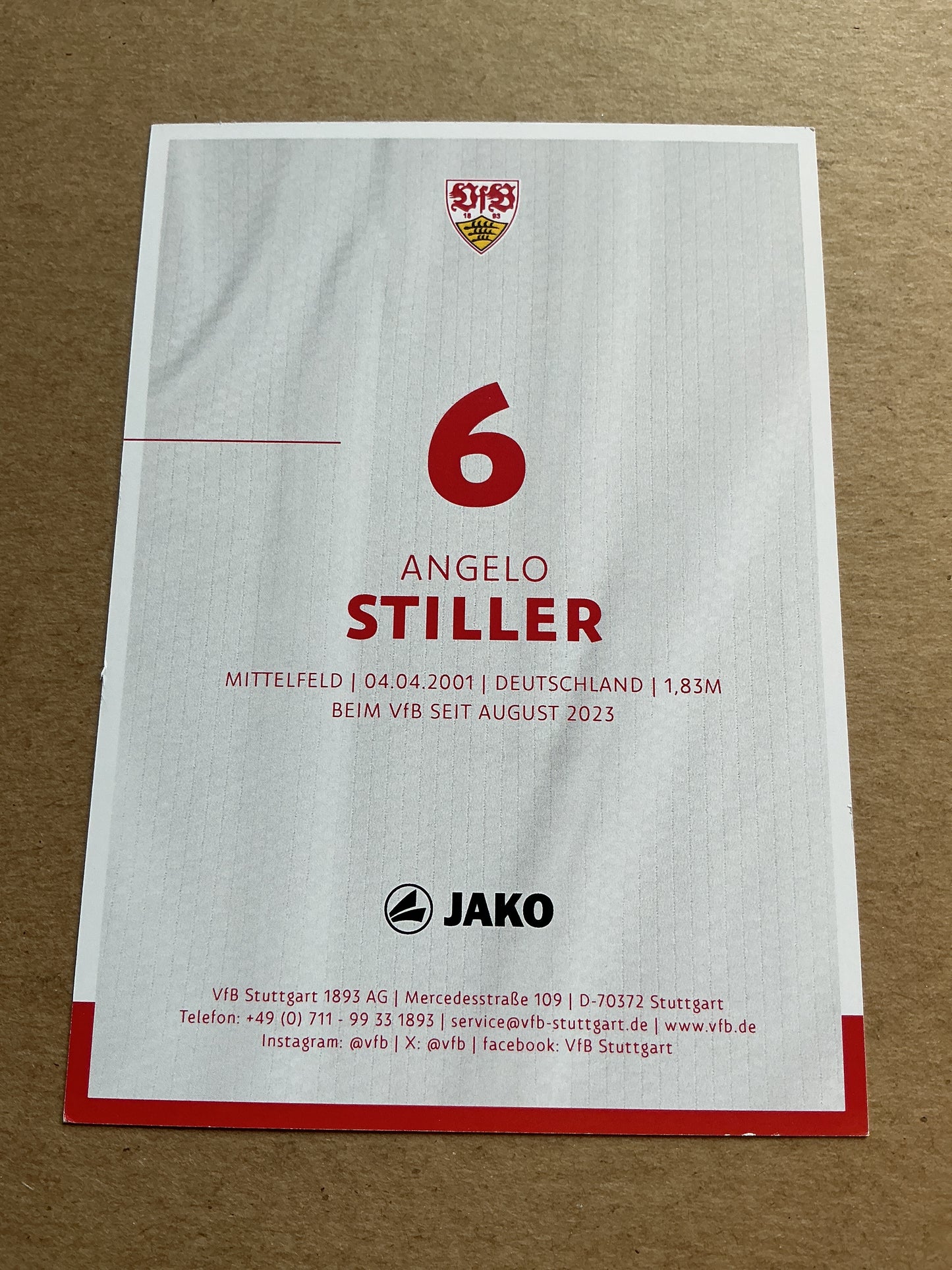 Angelo Stiller, Germany 🇩🇪 VfB Stuttgart 2024/25 hand signed