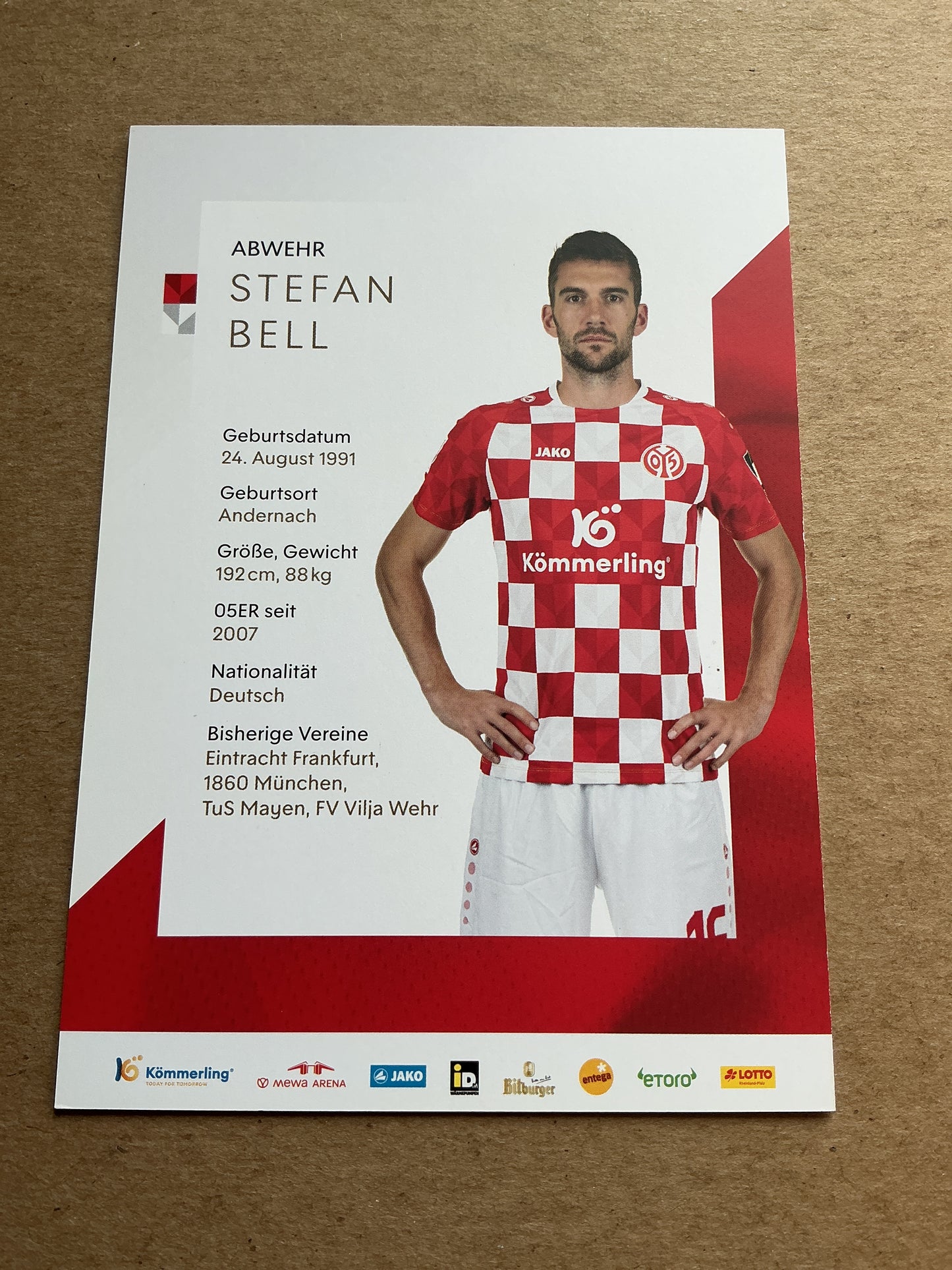 Stefan Bell, Germany 🇩🇪 FSV Mainz 05 2023/24 hand signed