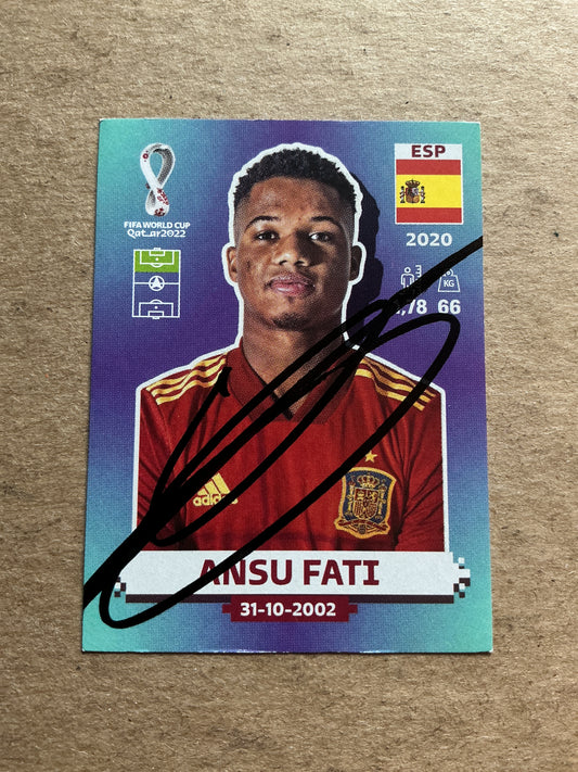 Ansu Fati, Spain 🇪🇸 FIFA World Cup 2022 Panini hand signed