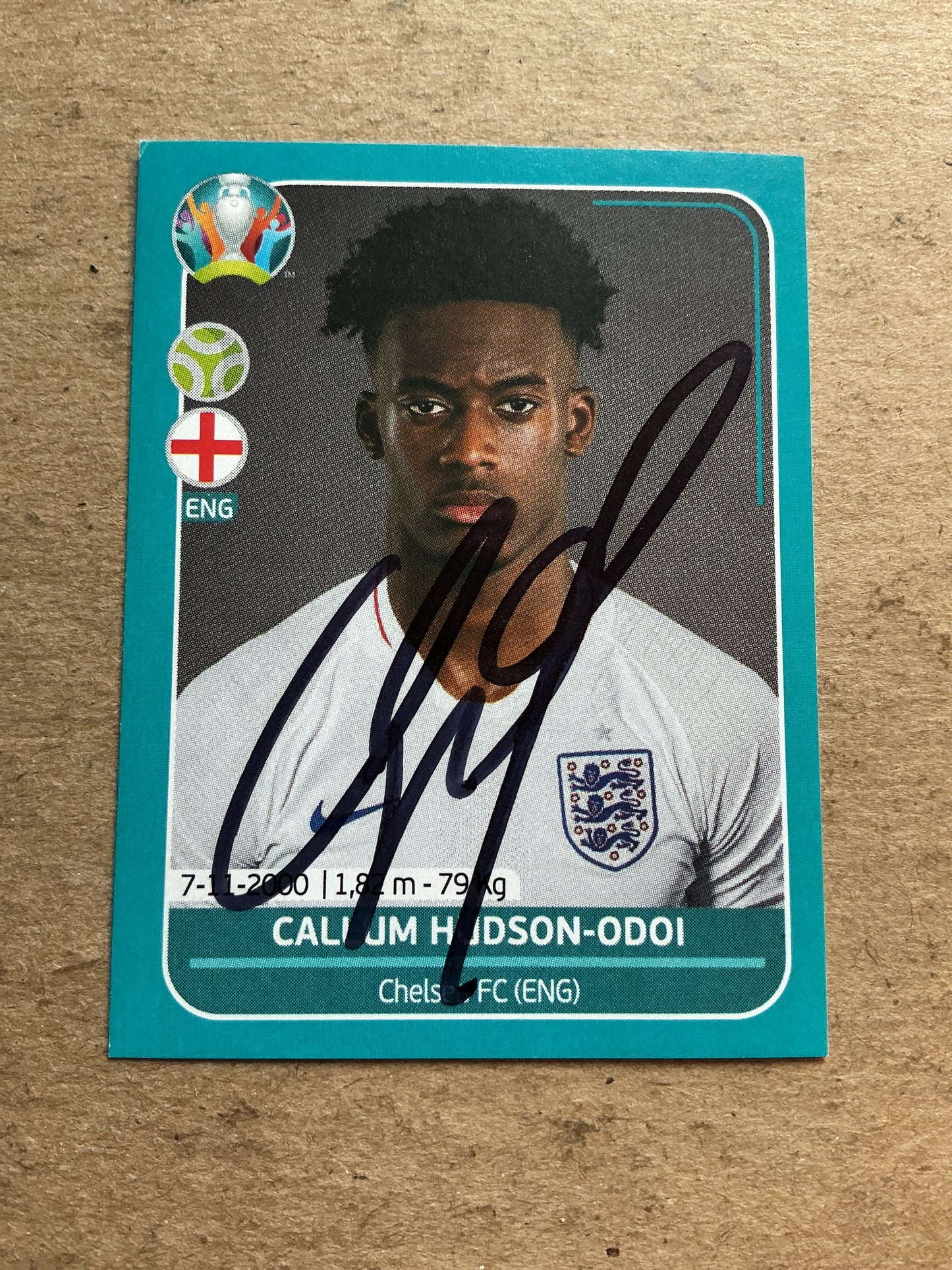 Callum Hudson-Odoi, England 🏴󠁧󠁢󠁥󠁮󠁧󠁿 UEFA Euro 2020 Panini hand signed