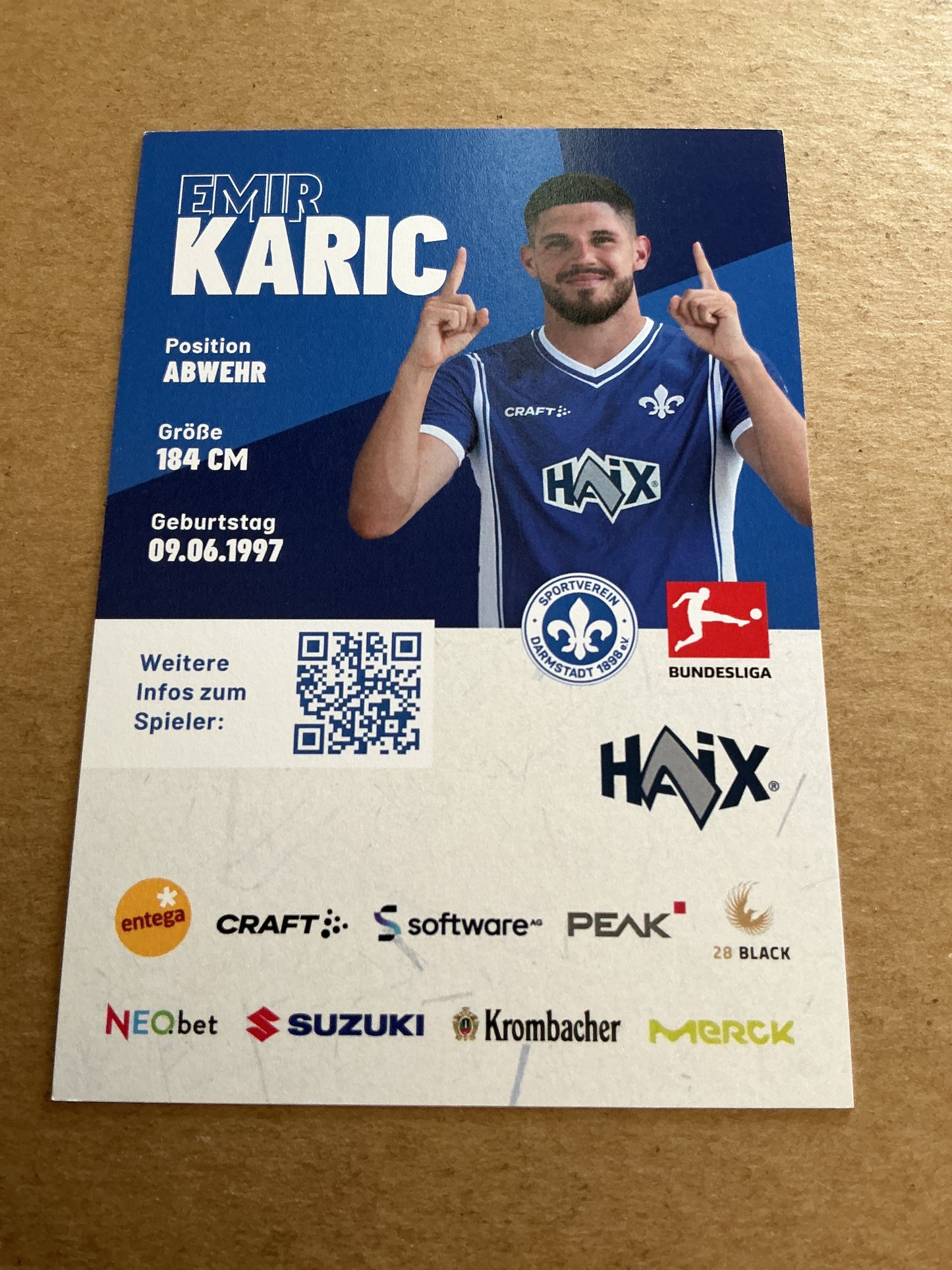 Emir Karic, Austria 🇦🇹 SV Darmstadt 98 2023/24 hand signed