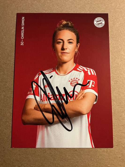 Carolin Simon, Germany 🇩🇪 FC Bayern München 2023/24 hand signed
