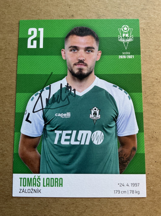 Tomáš Ladra, Czech Republic 🇨🇿 FK Jablonec 2020/21 hand signed