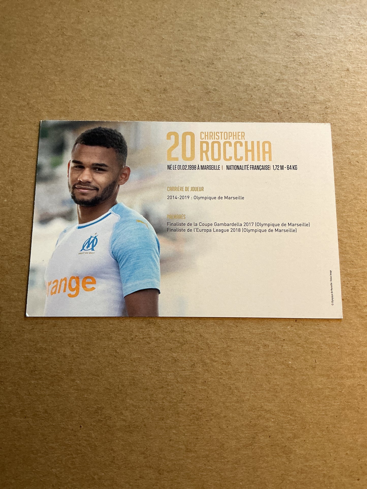 Christopher Rocchia, France 🇫🇷 Olympique Marseille 2018/19 hand signed