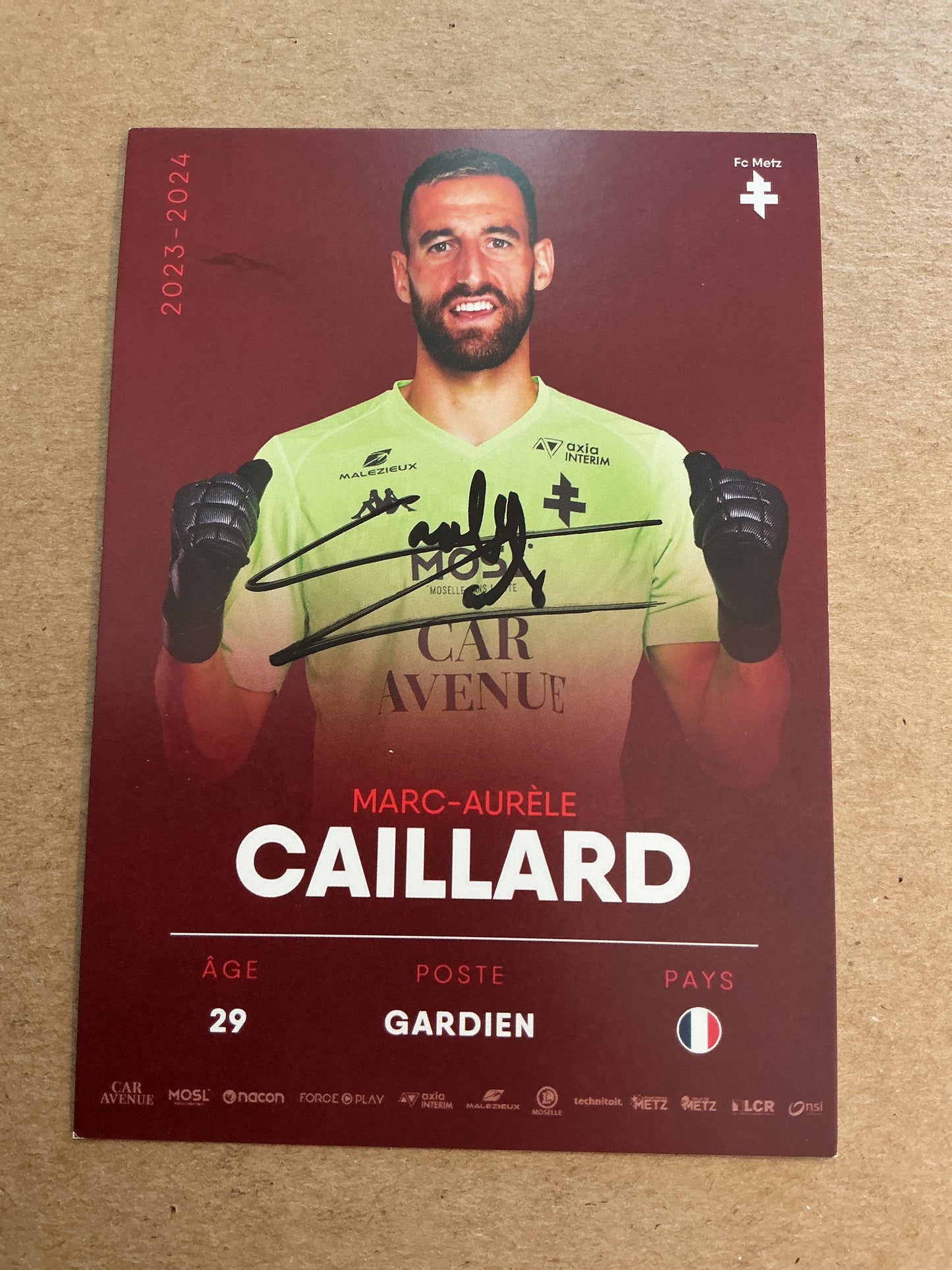 Marc-Aurele Caillard, France 🇫🇷 FC Metz 2023/24 hand signed