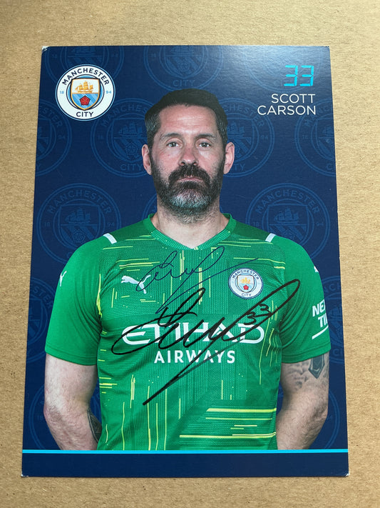 Scott Carson, England 🏴󠁧󠁢󠁥󠁮󠁧󠁿 Manchester City 2021/22 hand signed