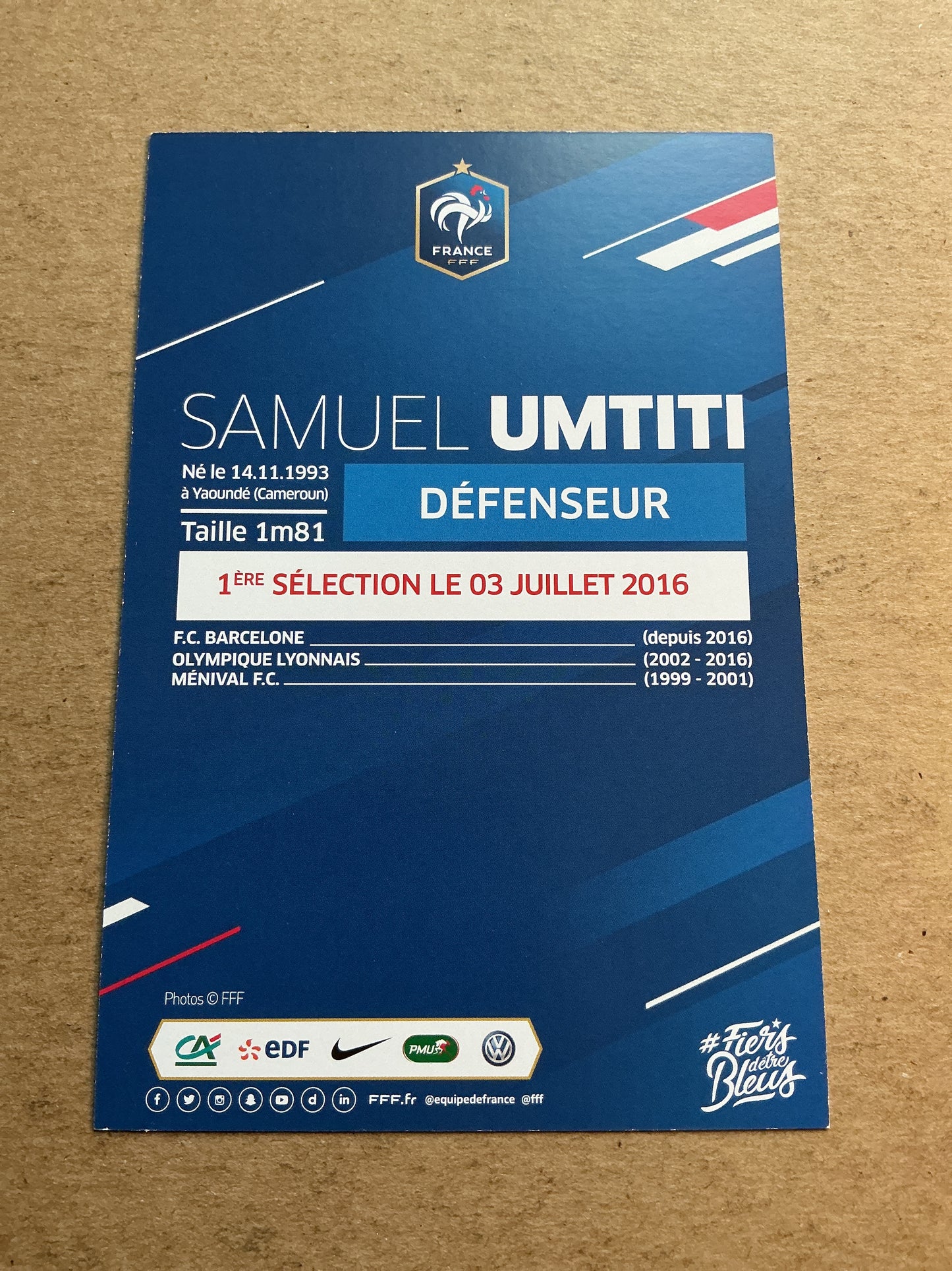 Samuel Umtiti, France 🇫🇷 FIFA World Cup 2018 hand signed