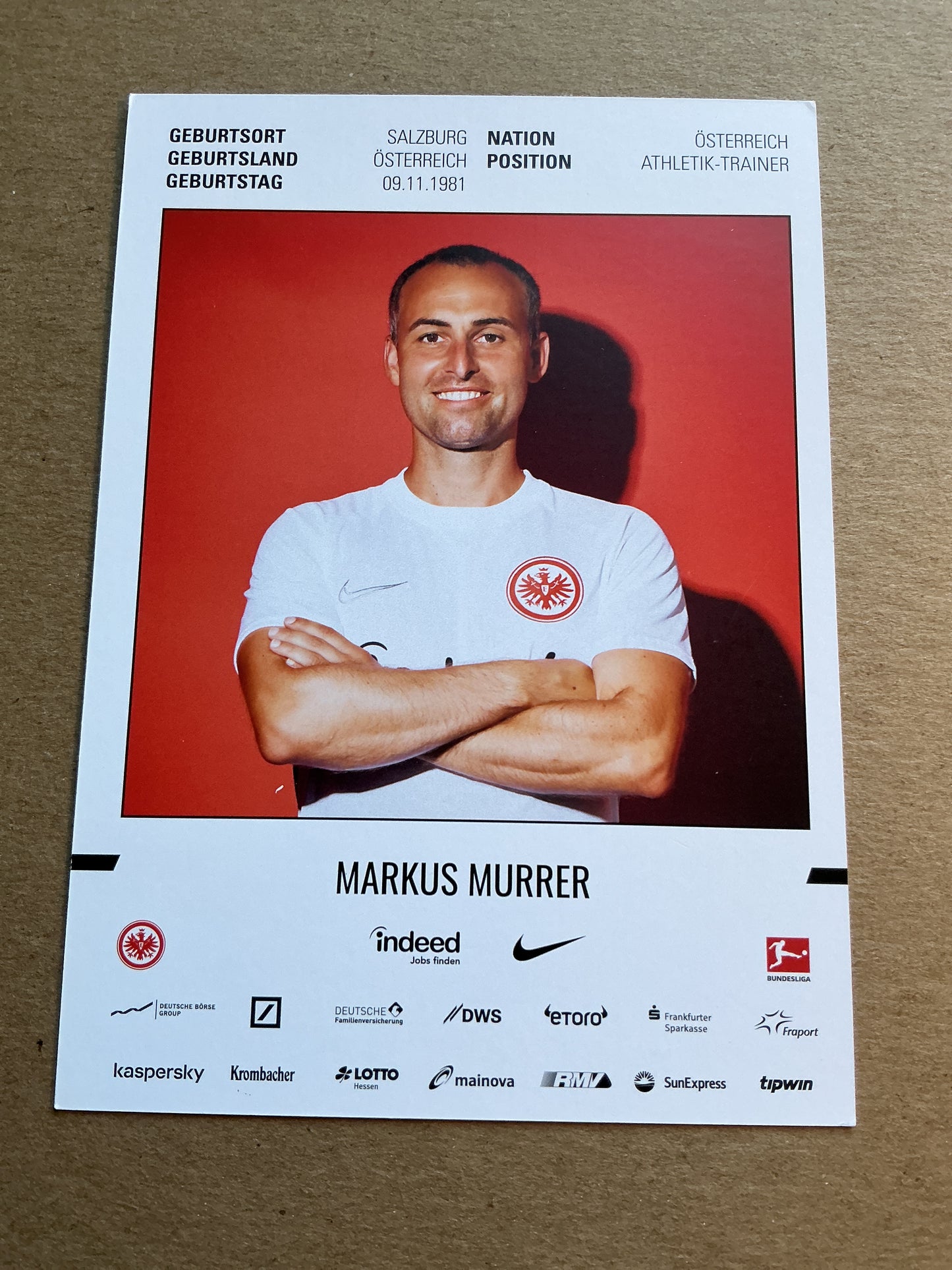 Markus Murrer, Austria 🇦🇹 Eintracht Frankfurt 2019/20 hand signed