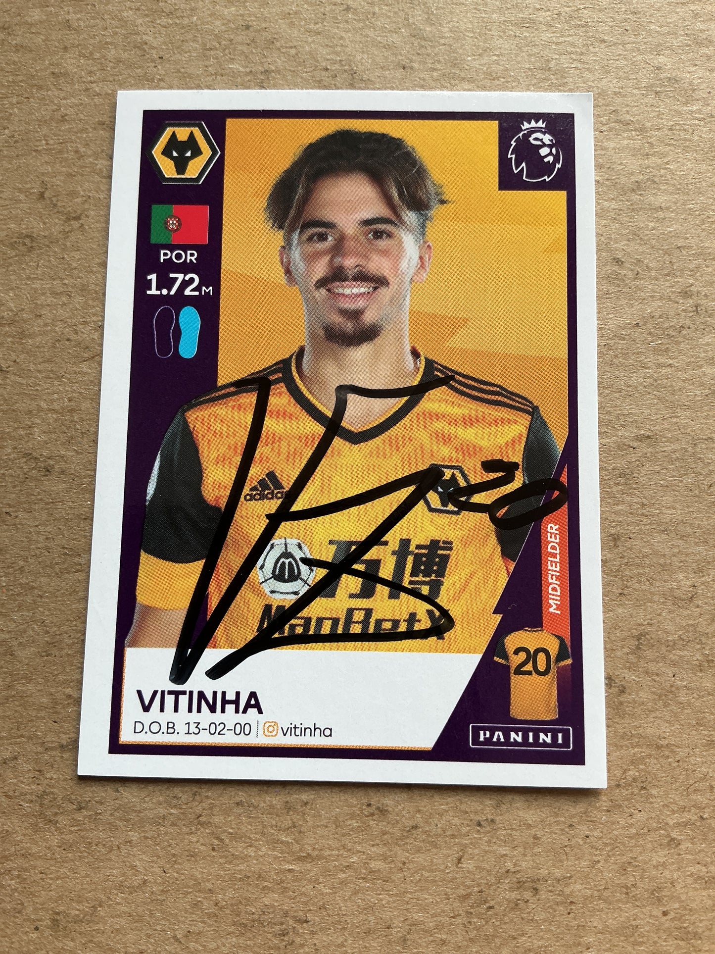 Vitinha, Portugal 🇵🇹 Wolverhampton Wanderers 2021 Panini hand signed