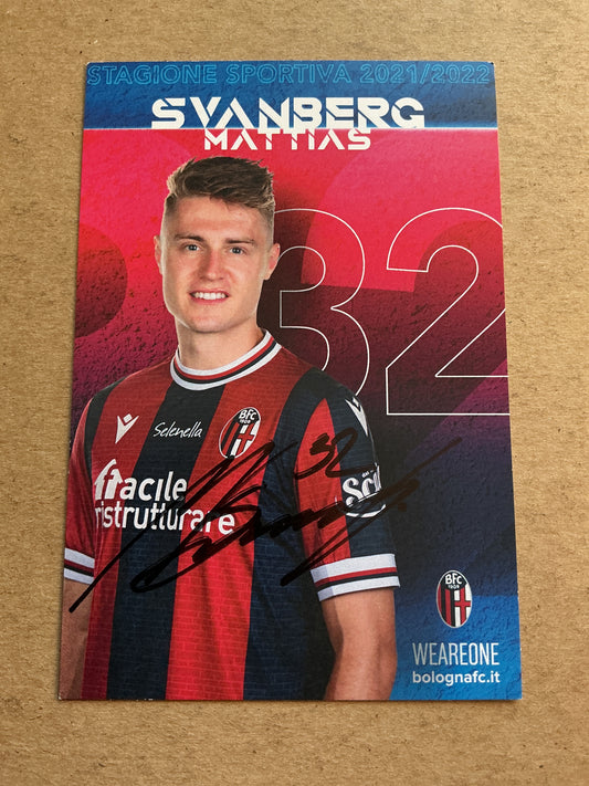 Mattias Svanberg, Sweden 🇸🇪 Bologna FC 1909 2021/22 hand signed