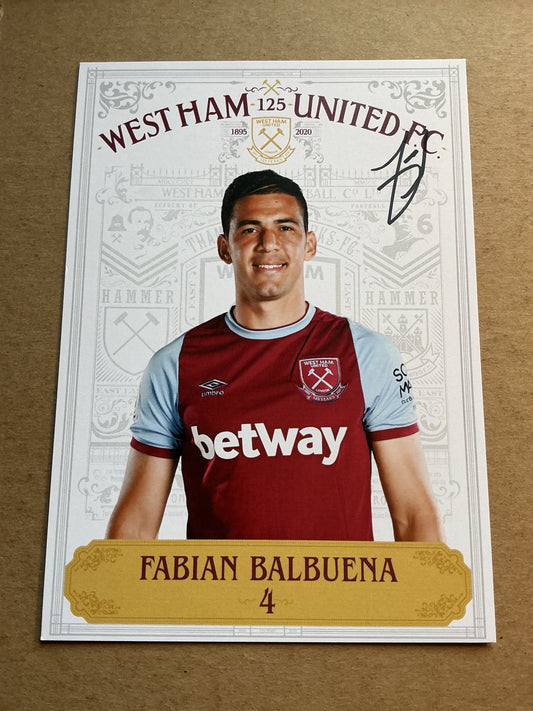 Fabian Balbuena, Paraguay 🇵🇾 West Ham United 2020/21 hand signed