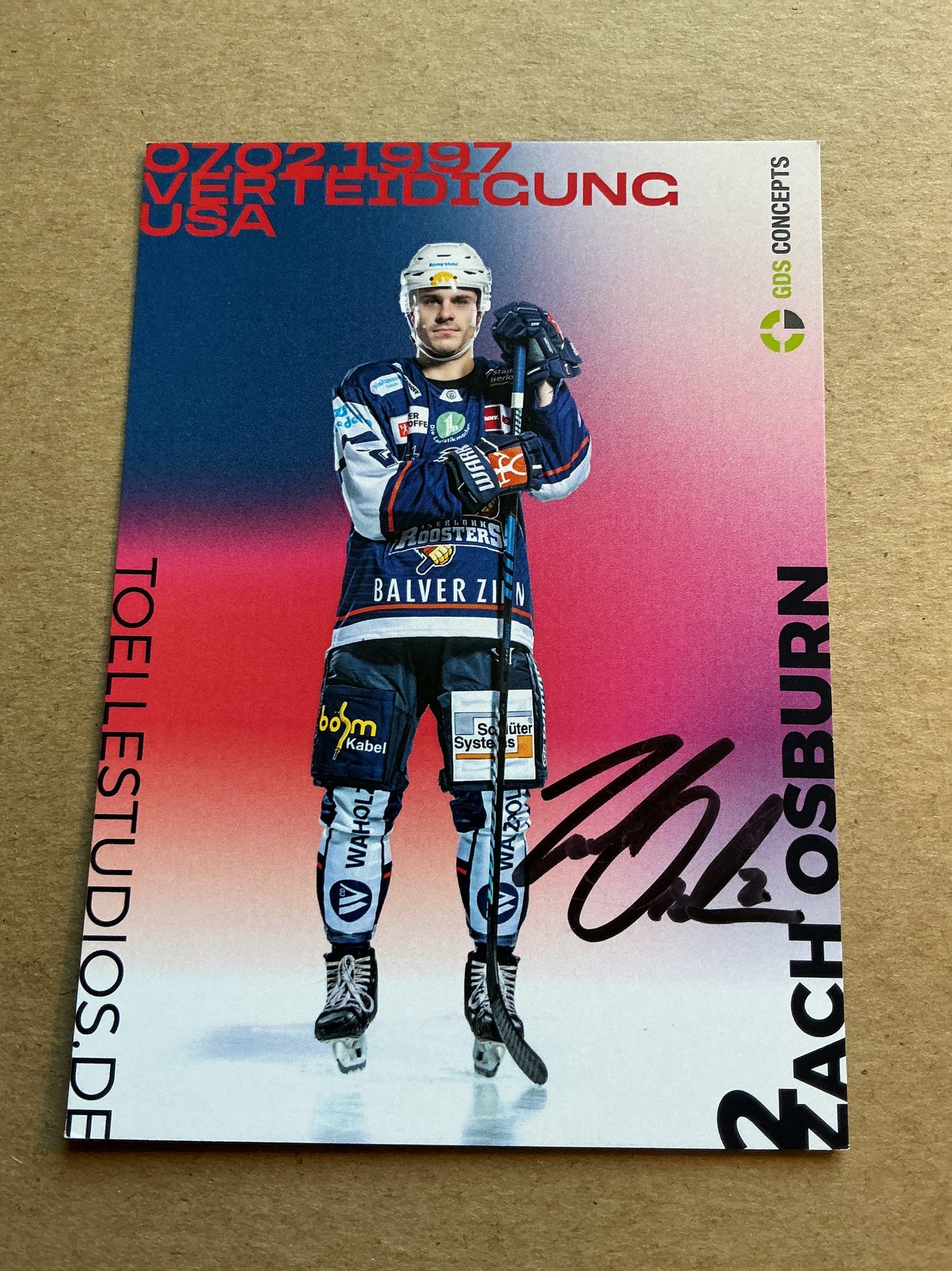 Zach Osburn, USA 🇺🇸 Iserlohn Roosters 2024/25 hand signed