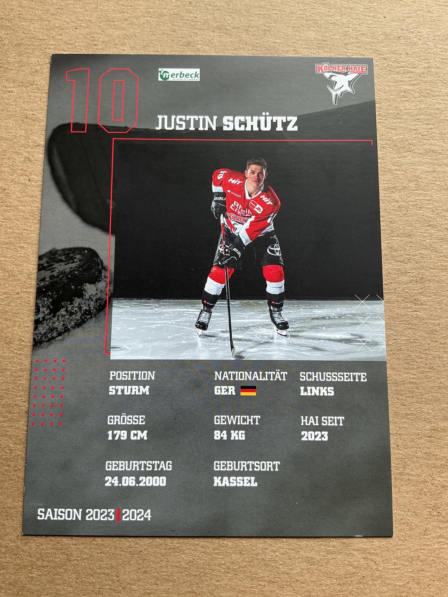 Justin Schütz, Germany 🇩🇪 Kölner Haie 2023/24 hand signed