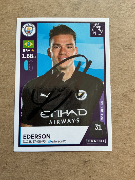 Ederson, Brazil 🇧🇷 Manchester City 2021 Panini hand signed
