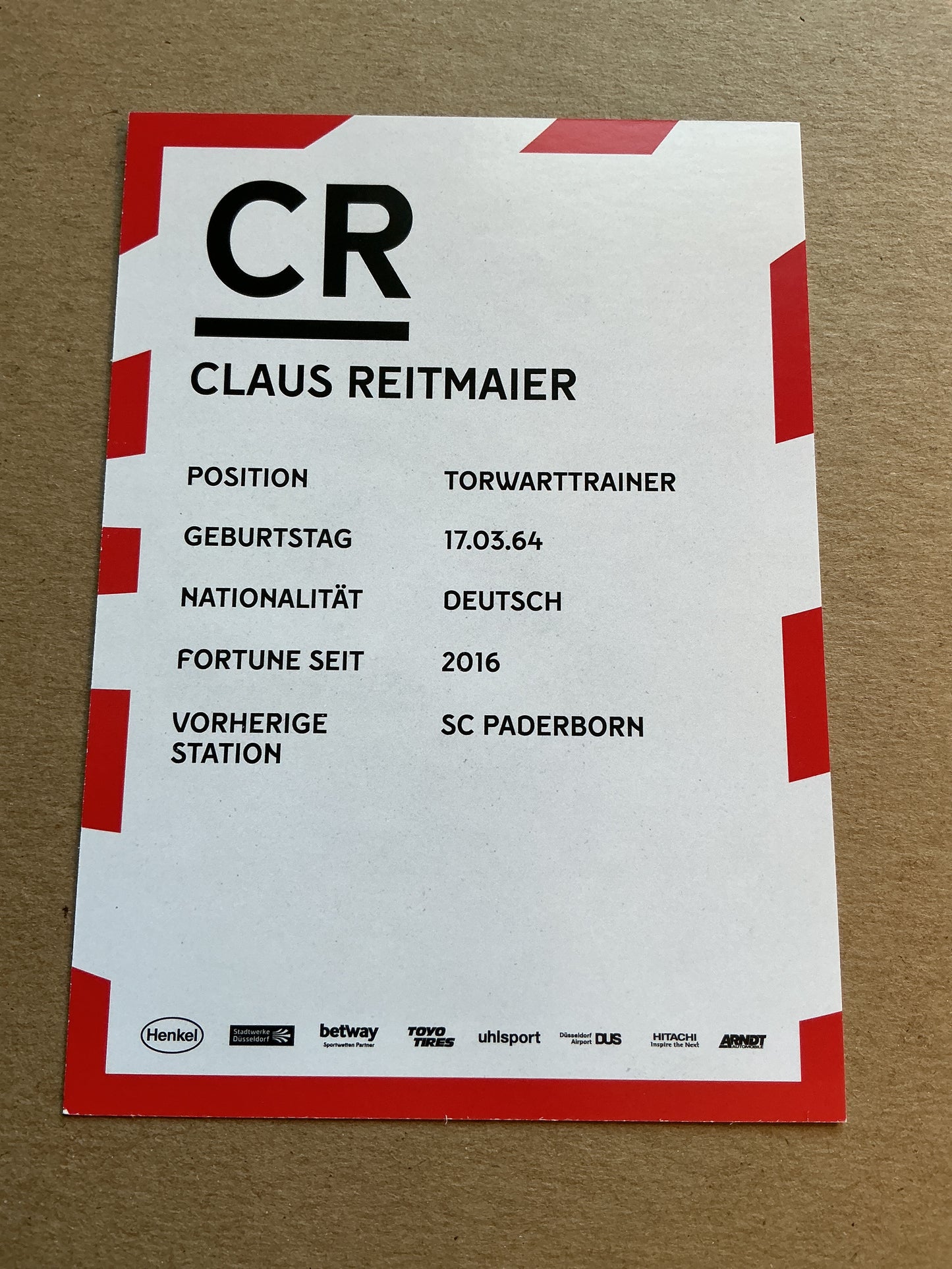 Claus Reitmaier, Germany 🇩🇪 Fortuna Düsseldorf 2019/20 hand signed