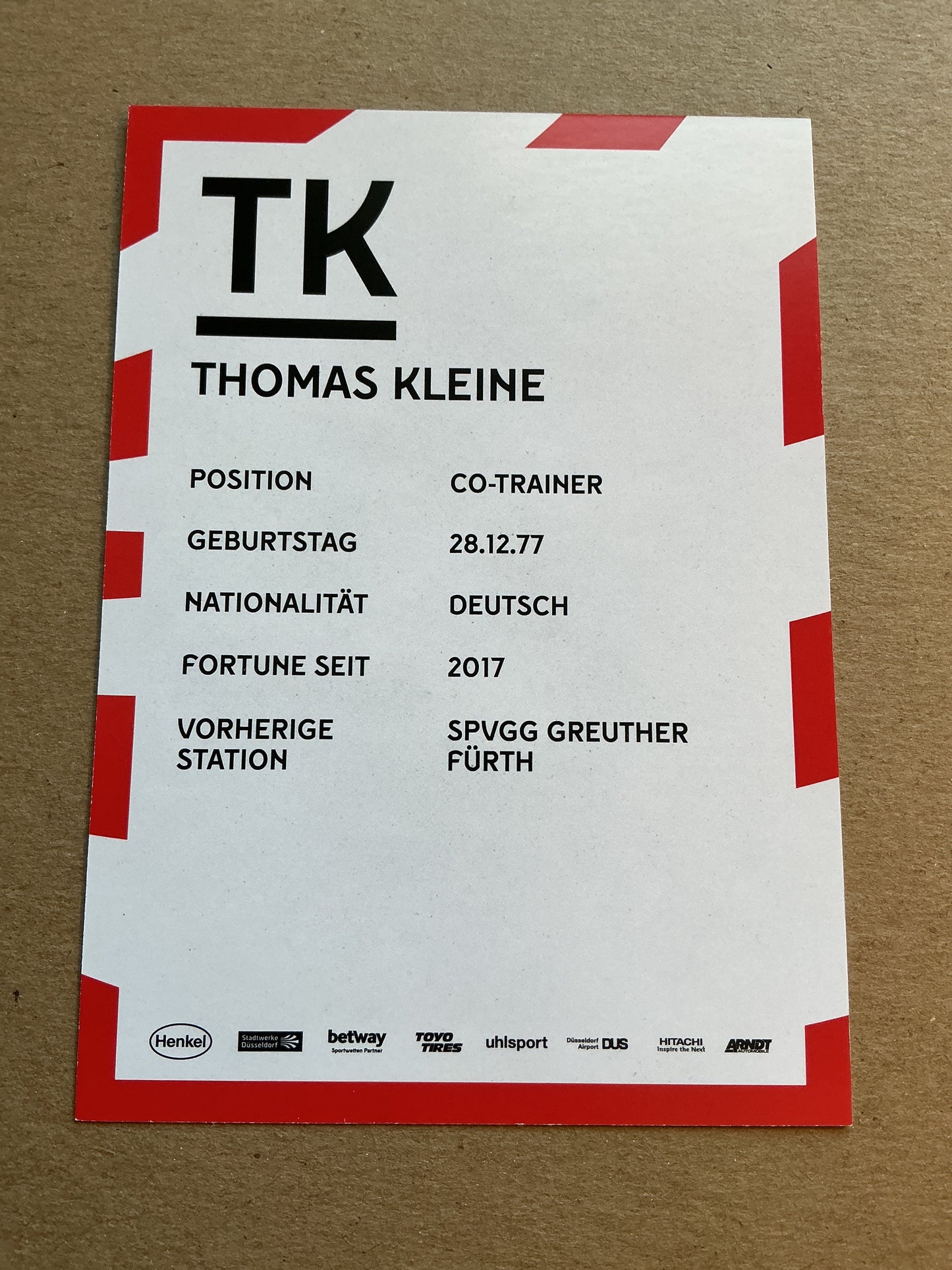 Thomas Kleine, Germany 🇩🇪 Fortuna Düsseldorf 2019/20 hand signed