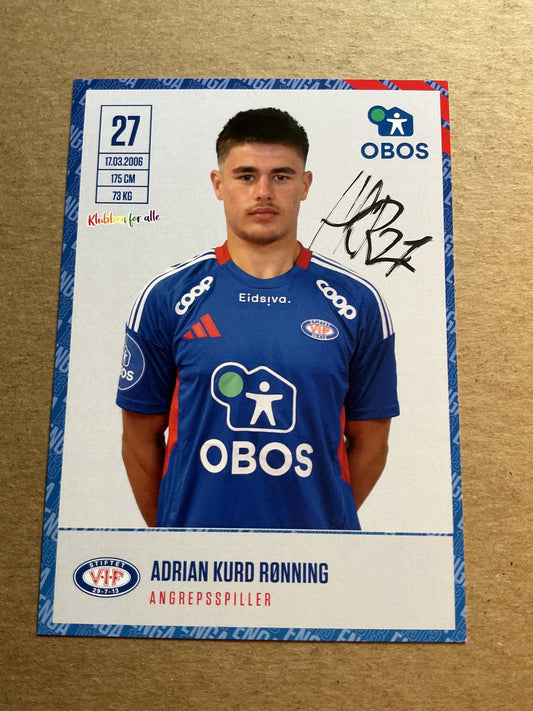 Adrian Kurd Rønning, Norway 🇳🇴 Vålerenga Fotball 2024/25 hand signed
