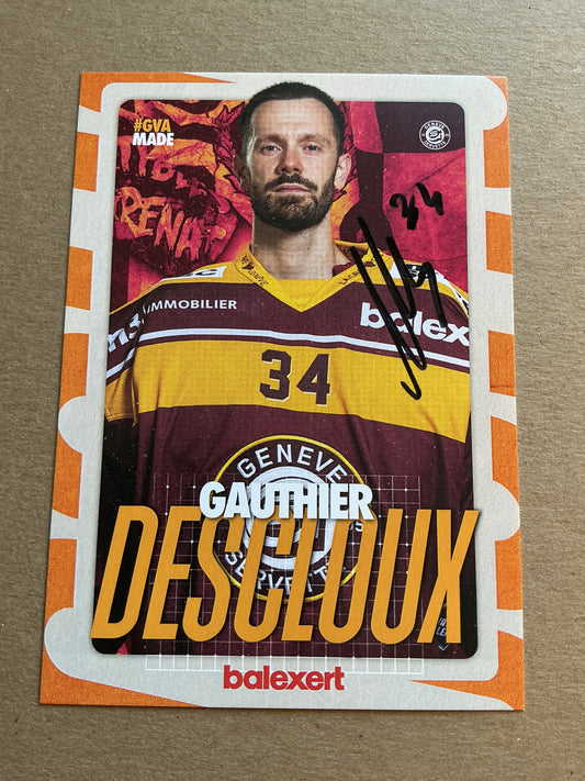 Gauthier Descloux, Switzerland 🇨🇭 Geneve-Servette HC 2024/25 hand signed
