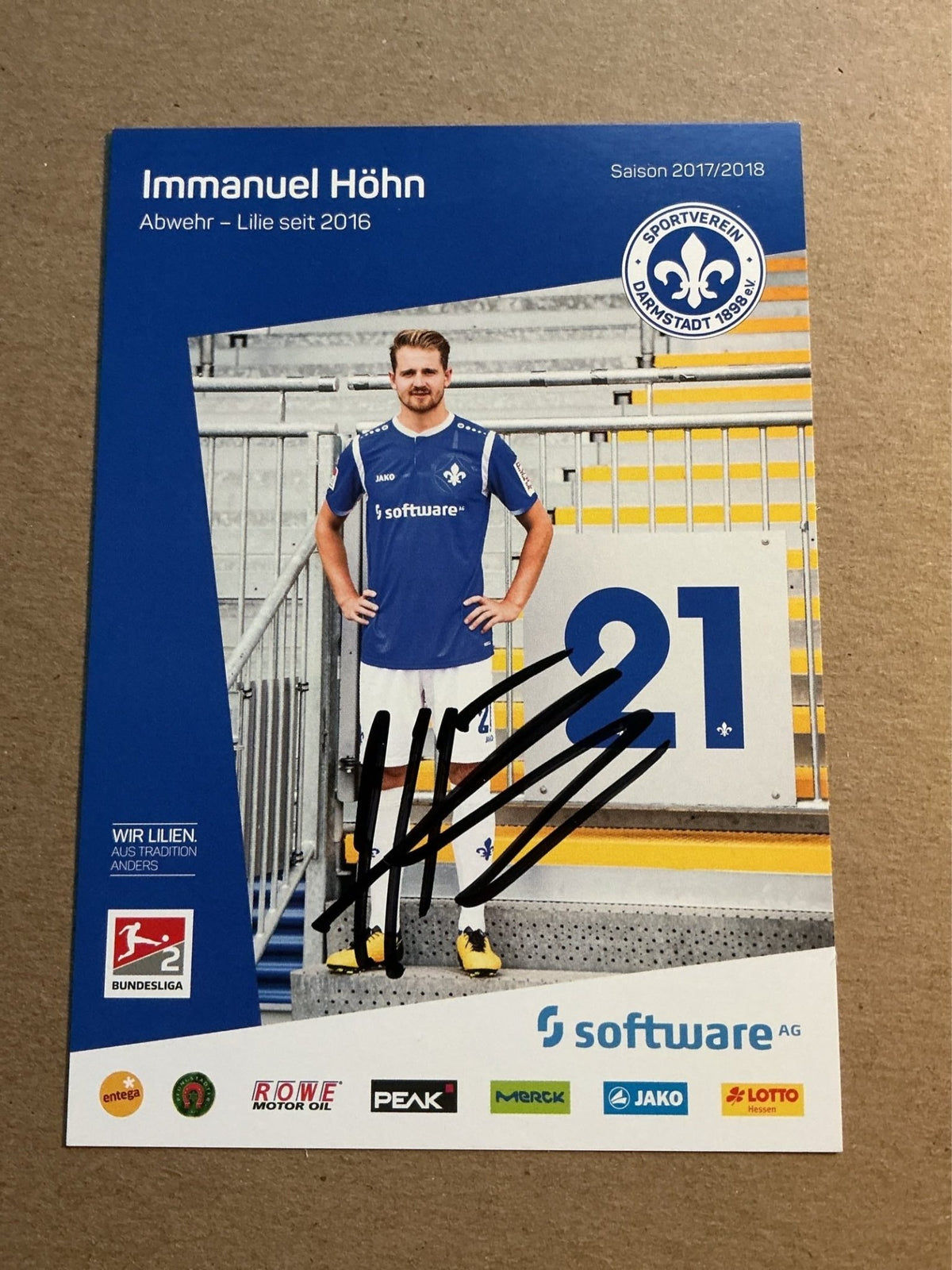 Immanuel Höhn, Germany 🇩🇪 SV Darmstadt 98 2017/18 hand signed - Autographs-World