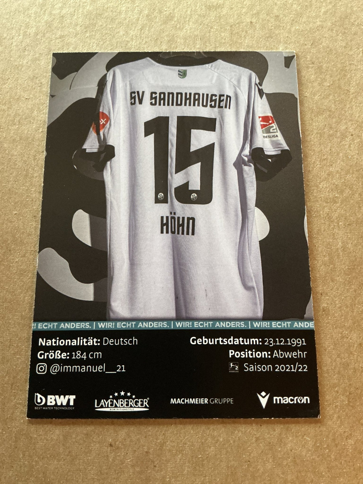 Immanuel Höhn, Germany 🇩🇪 SV Sandhausen 2021/22 hand signed - Autographs-World