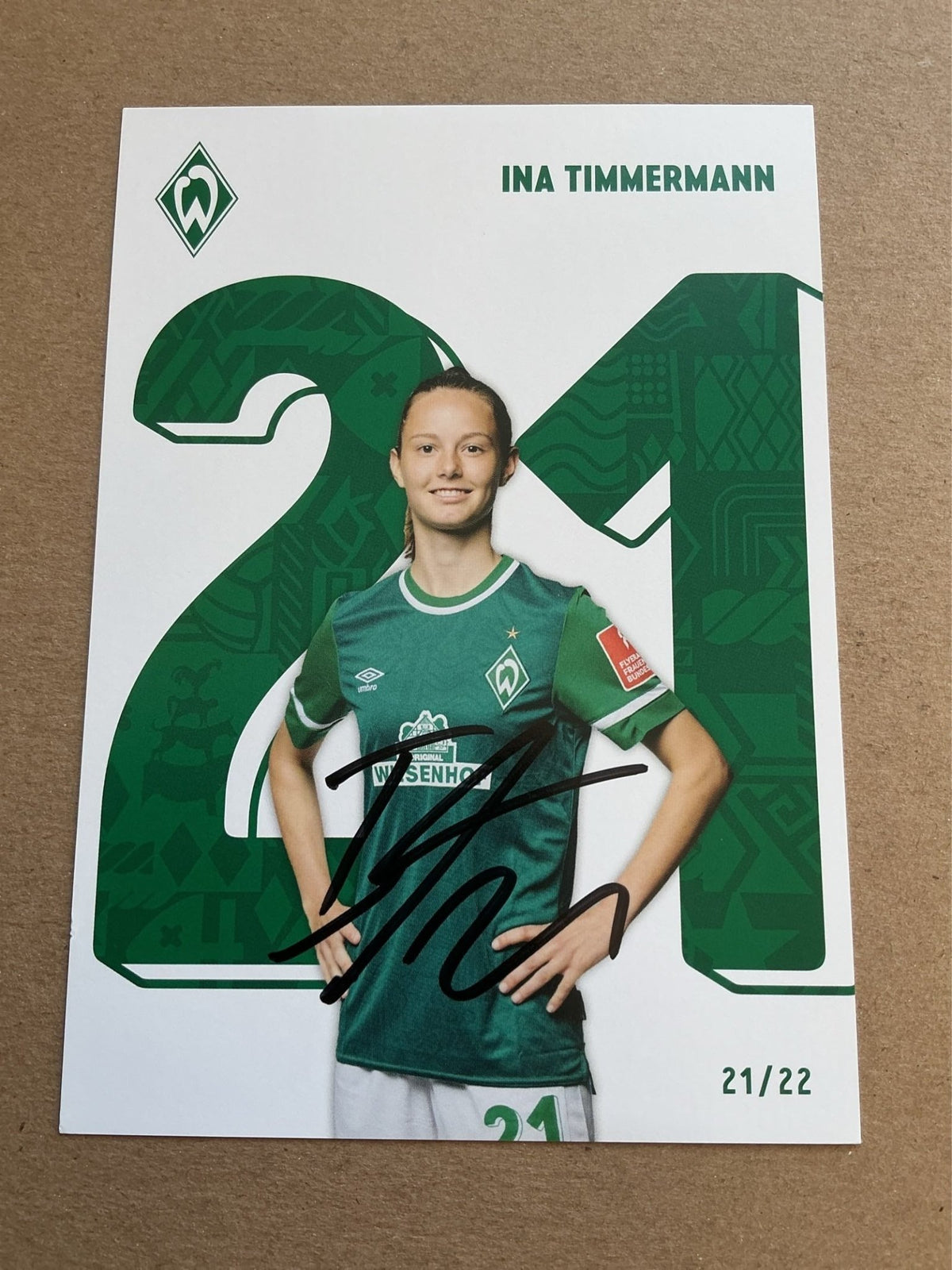 Ina Timmermann, Germany 🇩🇪 SV Werder Bremen 2021/22 hand signed - Autographs-World